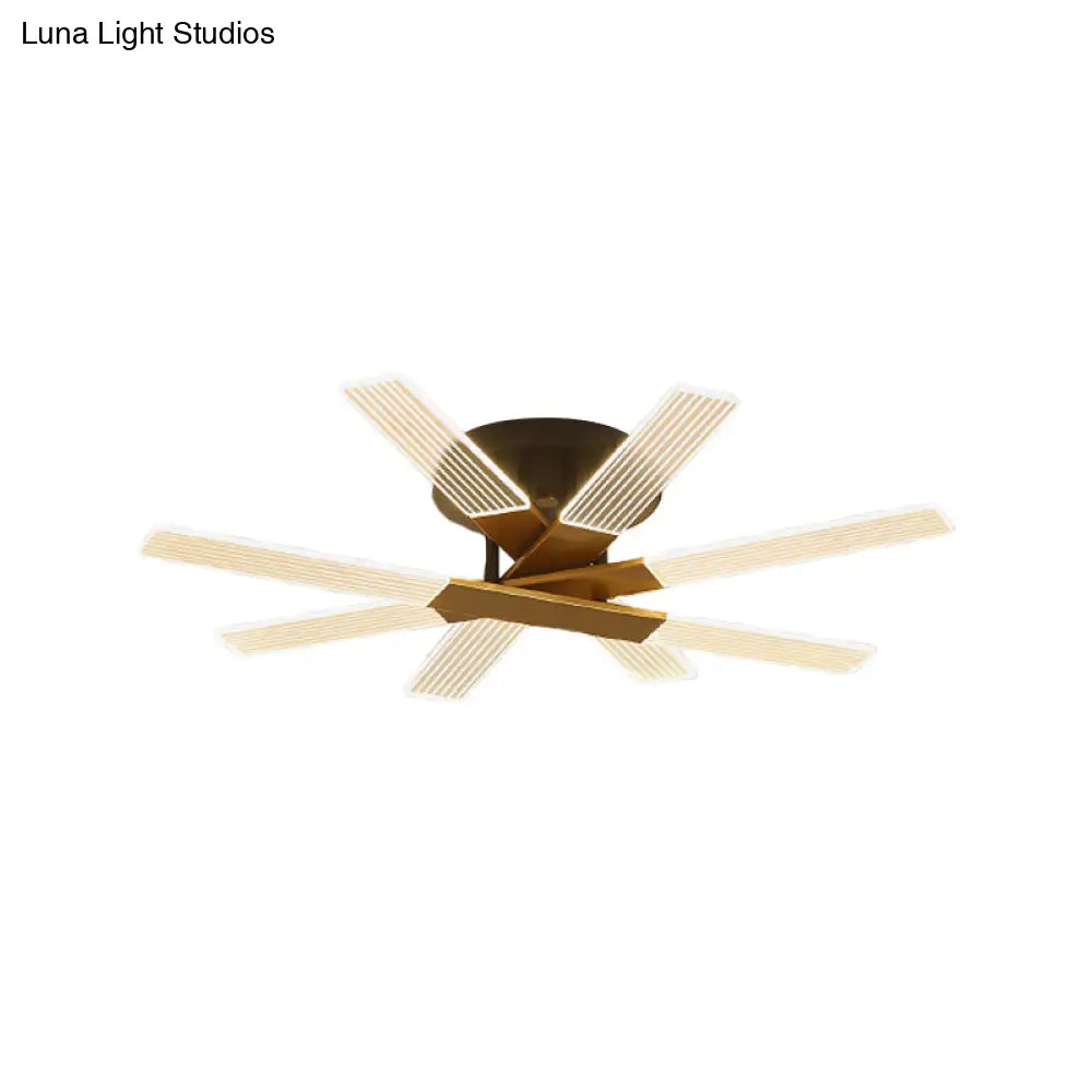 Minimalist Acrylic Led Black - Gold Ceiling Lamp - Stacked Linear Semi - Mount Lighting In