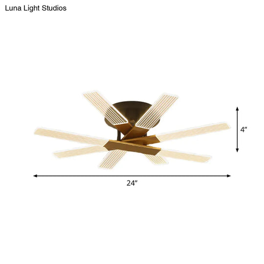 Minimalist Acrylic Led Black - Gold Ceiling Lamp - Stacked Linear Semi - Mount Lighting In