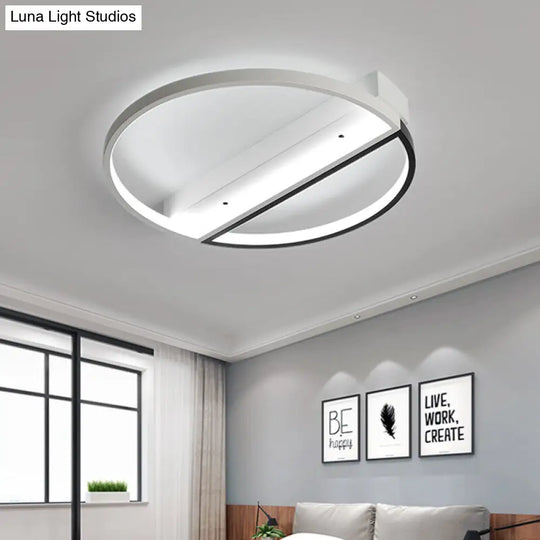 Minimalist Acrylic Led Ceiling Light - Flush Mount Ring Design Black-White / 17 White