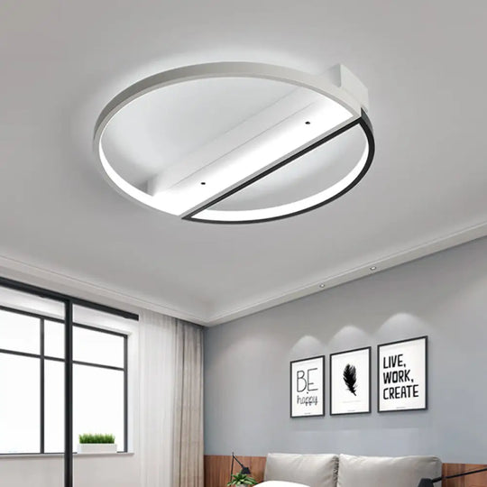 Minimalist Acrylic Led Ceiling Light - Flush Mount Ring Design Black - White / 17’ White