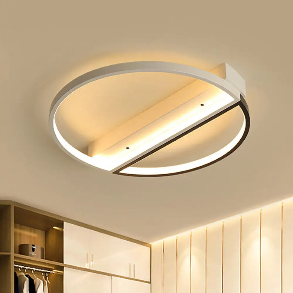 Minimalist Acrylic Led Ceiling Light - Flush Mount Ring Design Black - White / 17’ Warm