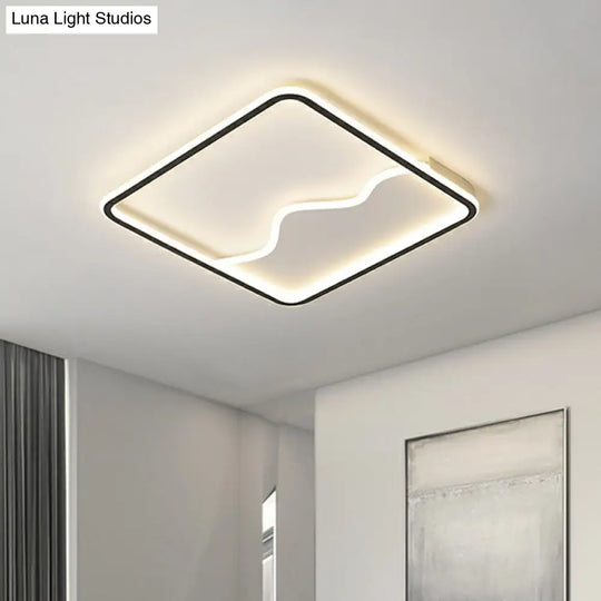 Minimalist Acrylic Led Ceiling Lighting Fixture For Bedroom - Mountain Mural Flush Mount