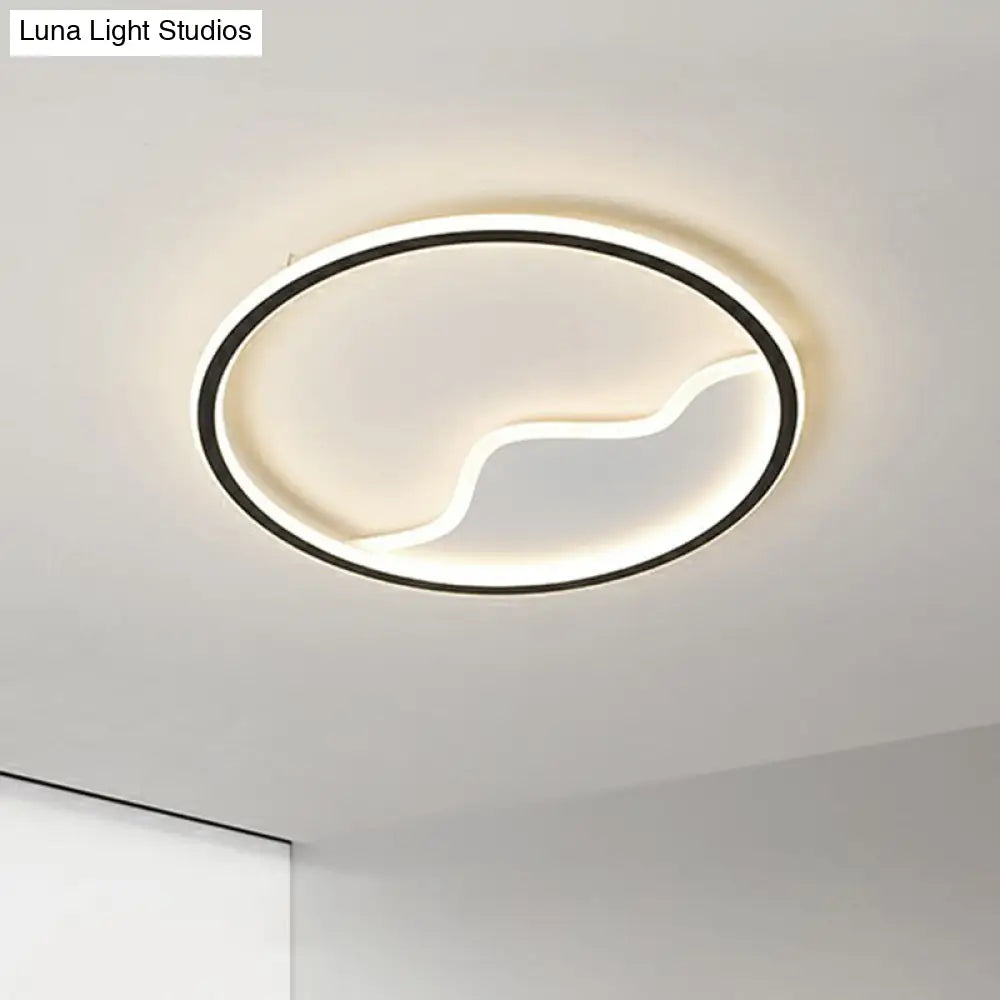 Minimalist Acrylic Led Ceiling Lighting Fixture For Bedroom - Mountain Mural Flush Mount