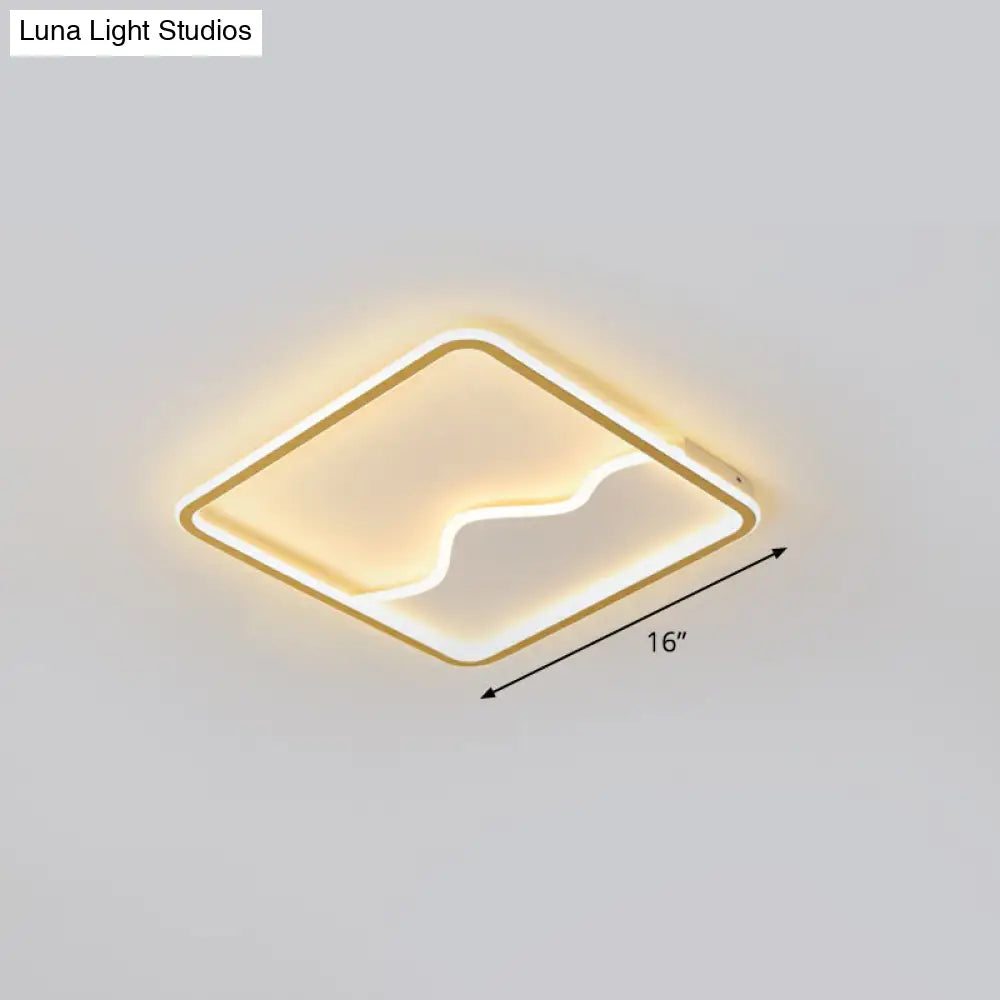 Minimalist Acrylic Led Ceiling Lighting Fixture For Bedroom - Mountain Mural Flush Mount Gold / Warm