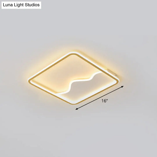 Minimalist Acrylic Led Ceiling Lighting Fixture For Bedroom - Mountain Mural Flush Mount Gold / Warm
