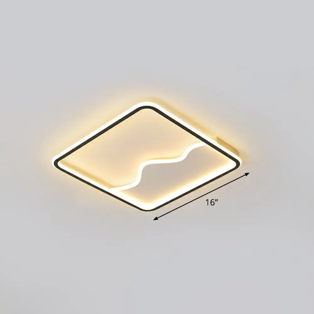 Minimalist Acrylic Led Ceiling Lighting Fixture For Bedroom - Mountain Mural Flush Mount Black /