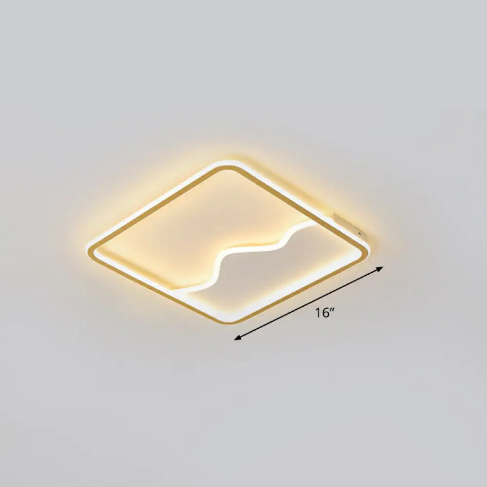 Minimalist Acrylic Led Ceiling Lighting Fixture For Bedroom - Mountain Mural Flush Mount Gold /