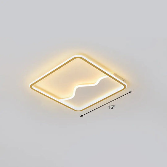 Minimalist Acrylic Led Ceiling Lighting Fixture For Bedroom - Mountain Mural Flush Mount Gold /