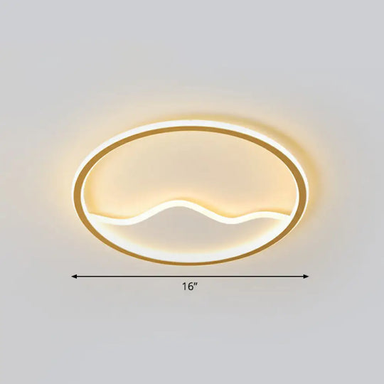 Minimalist Acrylic Led Ceiling Lighting Fixture For Bedroom - Mountain Mural Flush Mount Gold /