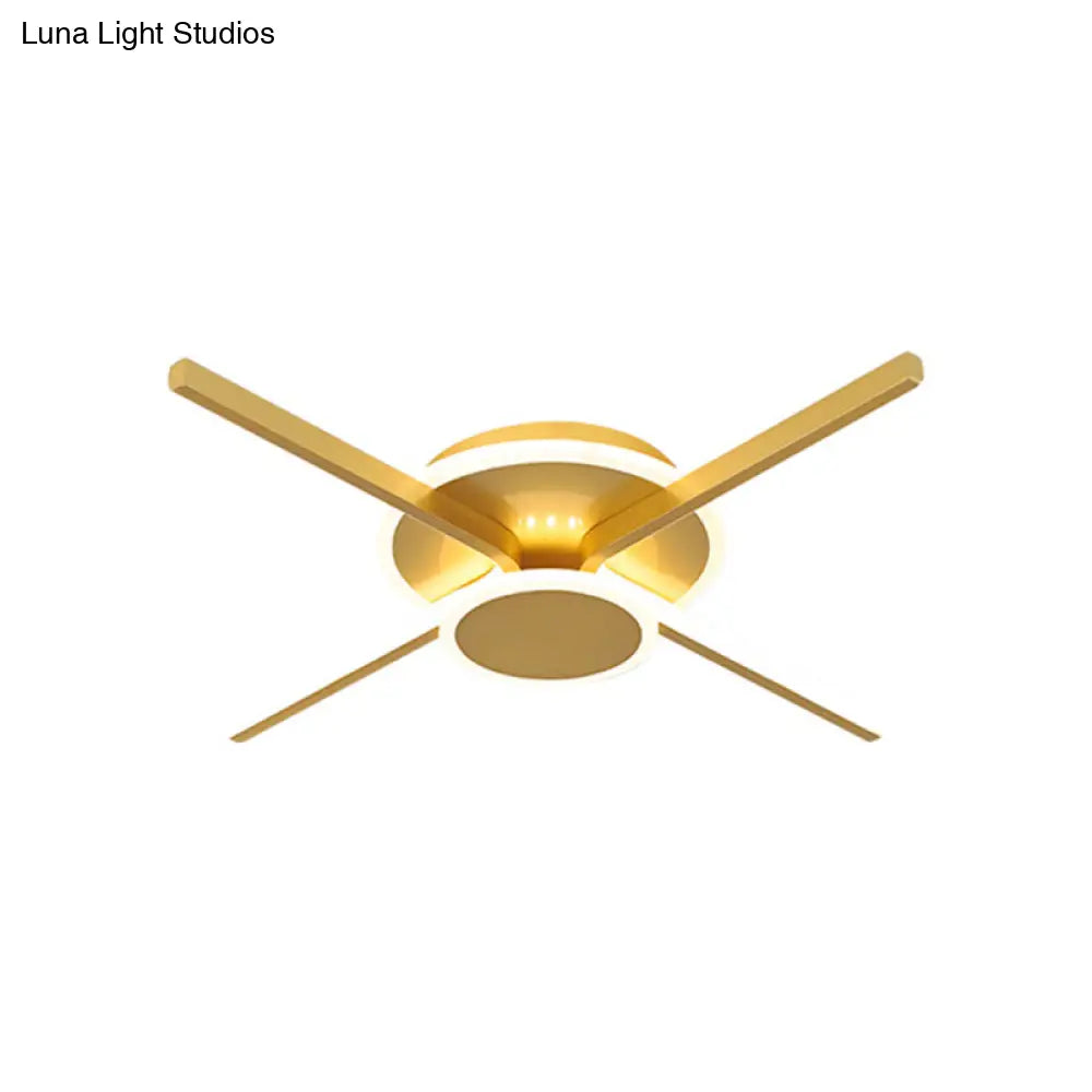 Minimalist Acrylic Led Ceiling Mount Light - Gold 19.5’/24.5’ Wide Bedroom Flush Fixture Warm/White