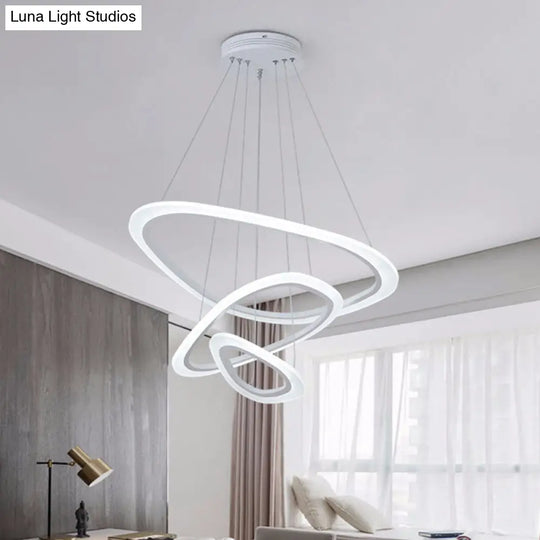 Minimalist Acrylic Led Chandelier - 2/3-Tier Triangular Lounge Pendant Light In Warm/White