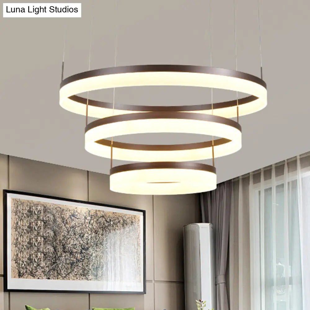 Modern Acrylic 2/3-Tier Led Chandelier Lamp - Minimalistic Coffee Medium/Large Perfect Over Table