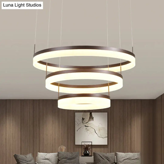 Modern Acrylic 2/3-Tier Led Chandelier Lamp - Minimalistic Coffee Medium/Large Perfect Over Table