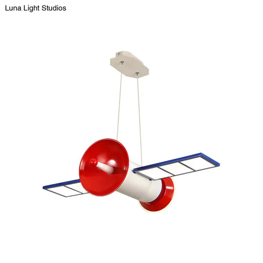 Minimalist Acrylic Led Chandelier Lamp: Satellite Shaped Blue-Red Hanging Light For Bedroom