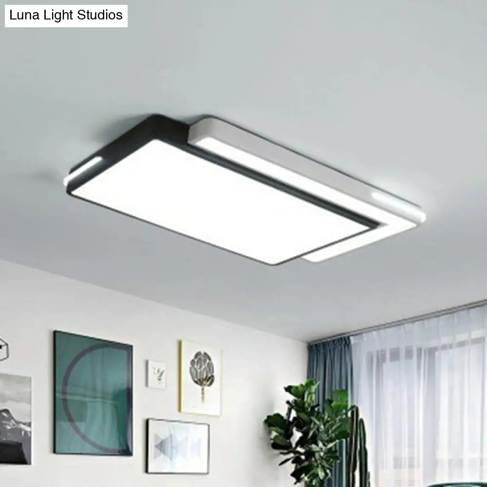 Minimalist Acrylic Led Flush Mount Ceiling Light In Black & White Black-White / Rectangle