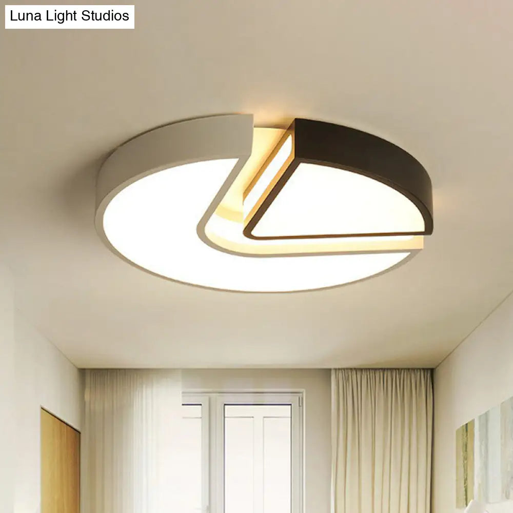 Minimalist Acrylic Led Flush Mount Ceiling Light In Black & White Black-White / Round