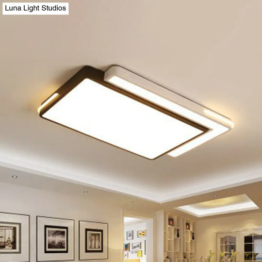 Minimalist Acrylic Led Flush Mount Ceiling Light In Black & White Black-White / Warm Rectangle