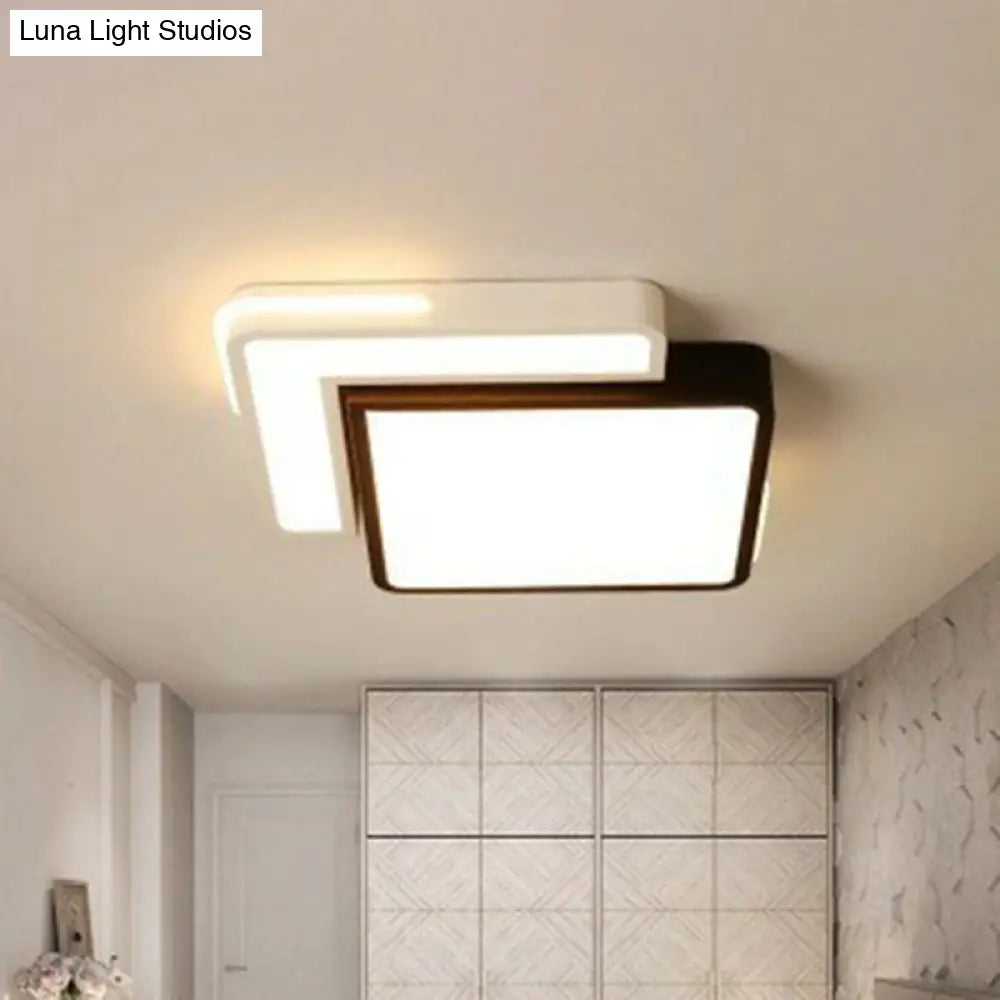 Minimalist Acrylic Led Flush Mount Ceiling Light In Black & White Black-White / Warm Square