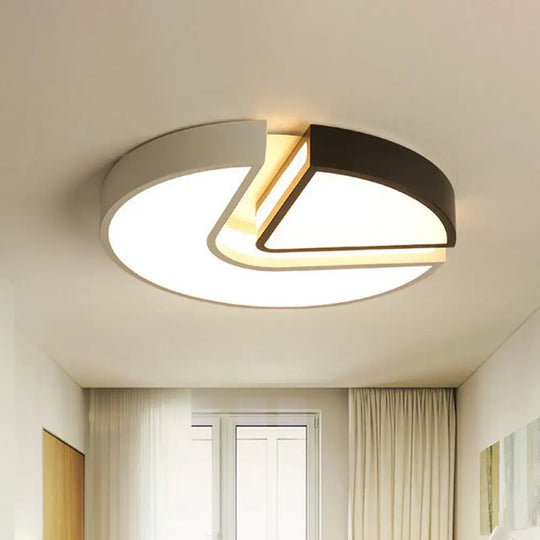 Minimalist Acrylic Led Flush Mount Ceiling Light In Black & White Black - White / Round