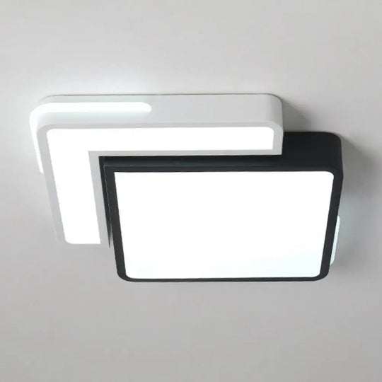 Minimalist Acrylic Led Flush Mount Ceiling Light In Black & White Black - White / Square