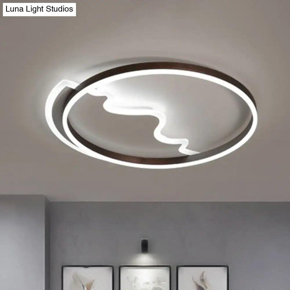 Minimalist Acrylic Led Flush Mount Ring Light For Living Room Coffee / 16.5 White