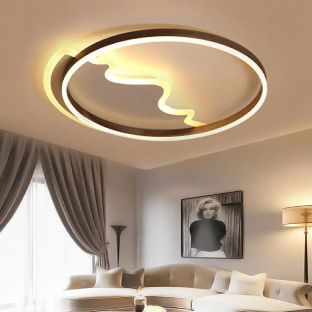 Minimalist Acrylic Led Flush Mount Ring Light For Living Room Coffee’ Coffee / 16.5’ Warm