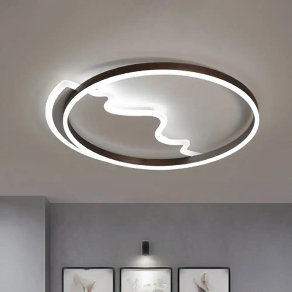 Minimalist Acrylic Led Flush Mount Ring Light For Living Room Coffee’ Coffee / 16.5’ White