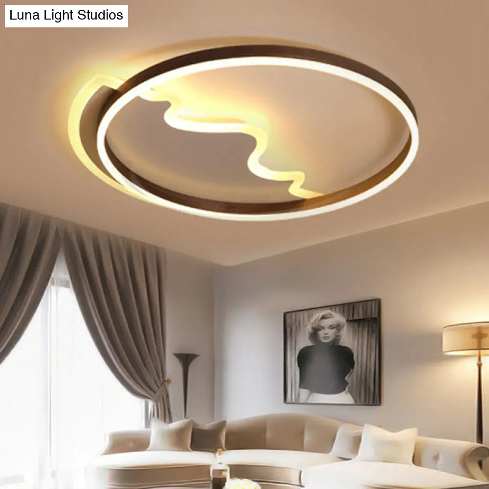 Minimalist Acrylic Led Flush Mount Ring Light For Living Room Coffee / 16.5 Warm