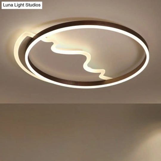 Minimalist Acrylic Led Flush Mount Ring Light For Living Room Coffee / 16.5 Third Gear