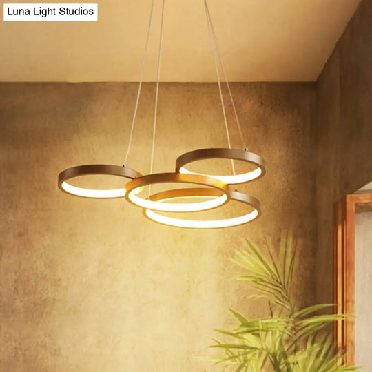 Minimalist Acrylic Led Pendant Chandelier - Coffee Ring Design With Warm/White Light