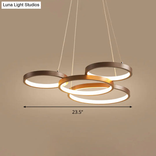 Minimalist Acrylic Led Pendant Chandelier - Coffee Ring Design With Warm/White Light