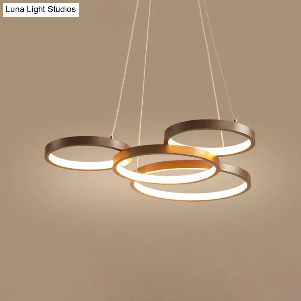 Minimalist Acrylic Led Pendant Chandelier - Coffee Ring Hanging Ceiling Light (Warm/White)