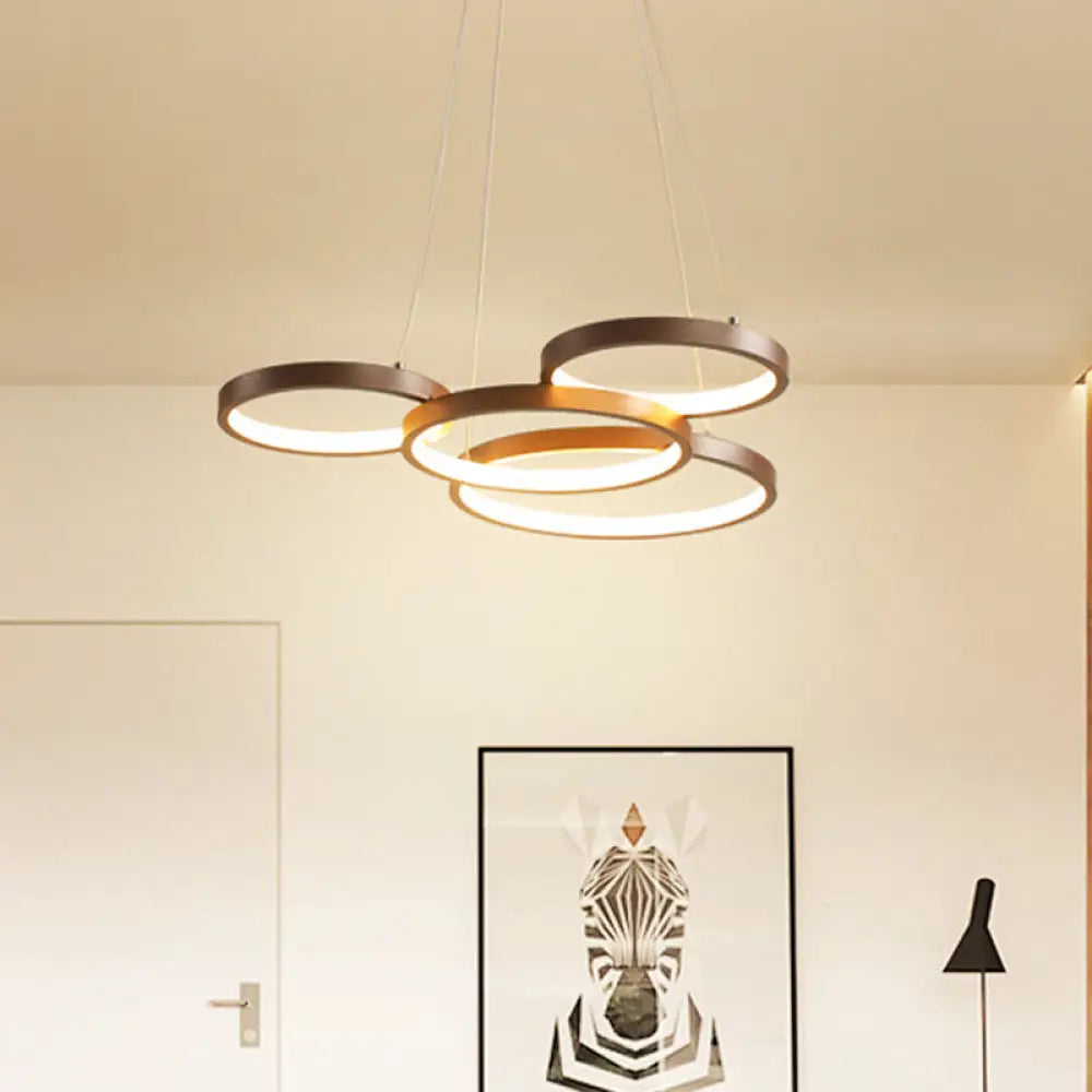 Minimalist Acrylic Led Pendant Chandelier - Coffee Ring Hanging Ceiling Light (Warm/White) / White