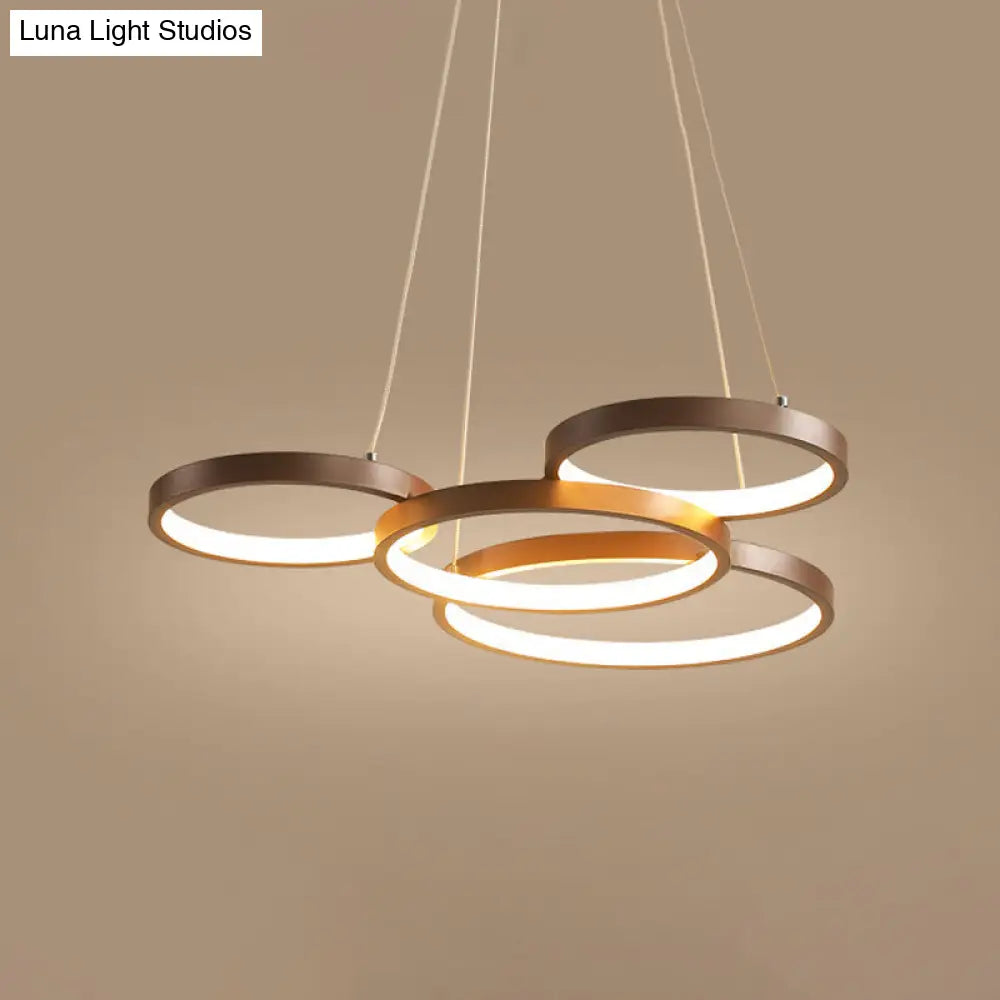 Minimalist Acrylic Led Pendant Chandelier - Coffee Ring Design With Warm/White Light