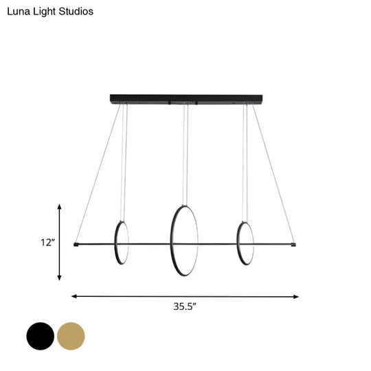 Minimalist Acrylic Led Pendant Lamp In Black/Gold Warm/White Light - 35.5/43 Width