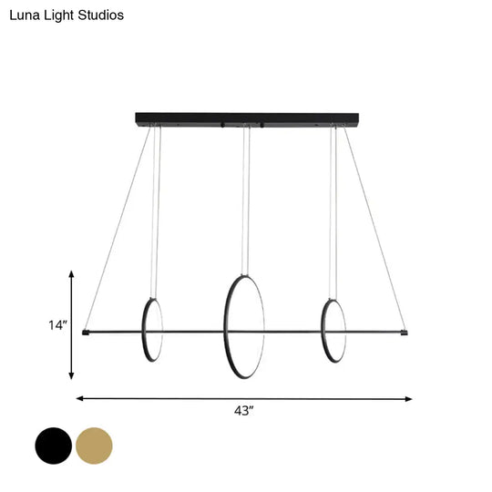 Minimalist Acrylic Led Pendant Lamp In Black/Gold Warm/White Light - 35.5/43 Width