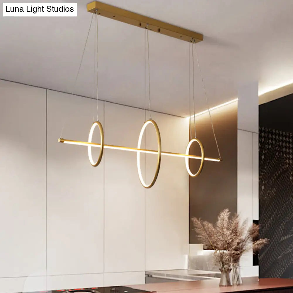 Minimalist Acrylic Led Pendant Lamp In Black/Gold Warm/White Light - 35.5/43 Width