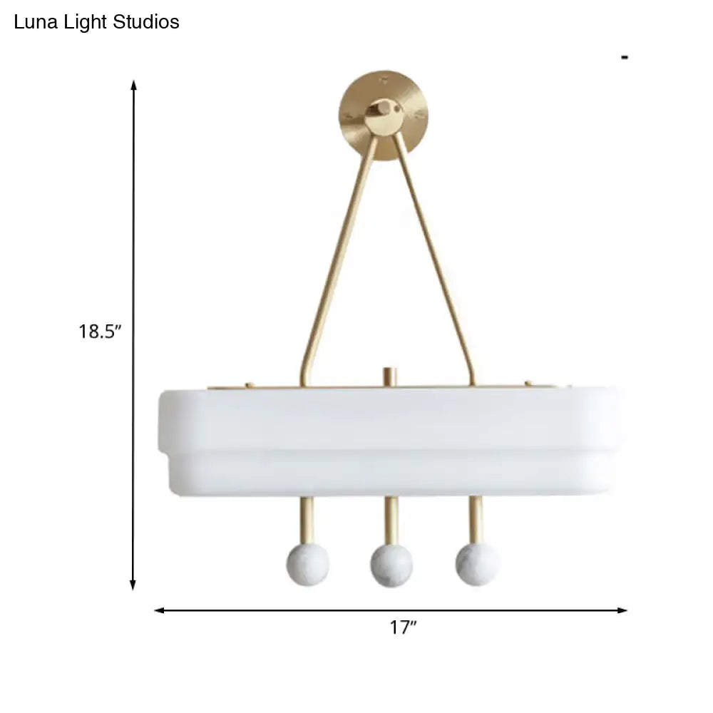 Minimalist Acrylic Led Sconce Light Fixture - Rectangle Shape White Finish Dining Room Warm/White