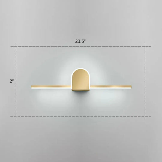 Minimalist Acrylic Led Vanity Light With Gold Finish For Bathroom Walls / 23.5 Semicircle