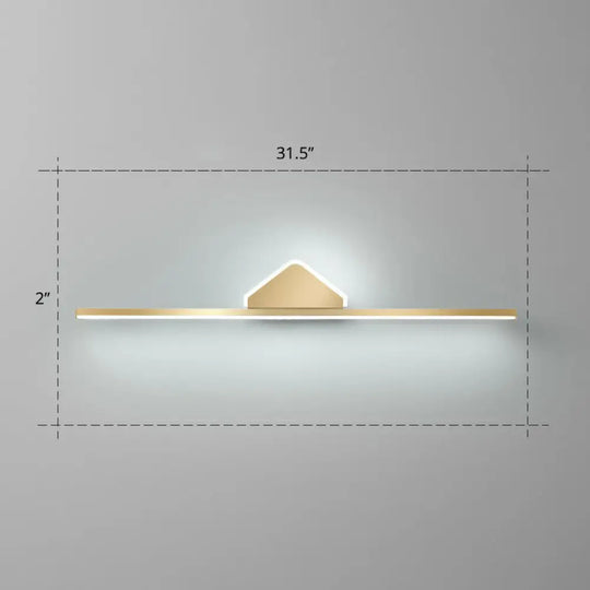 Minimalist Acrylic Led Vanity Light With Gold Finish For Bathroom Walls / 31.5 Triangle