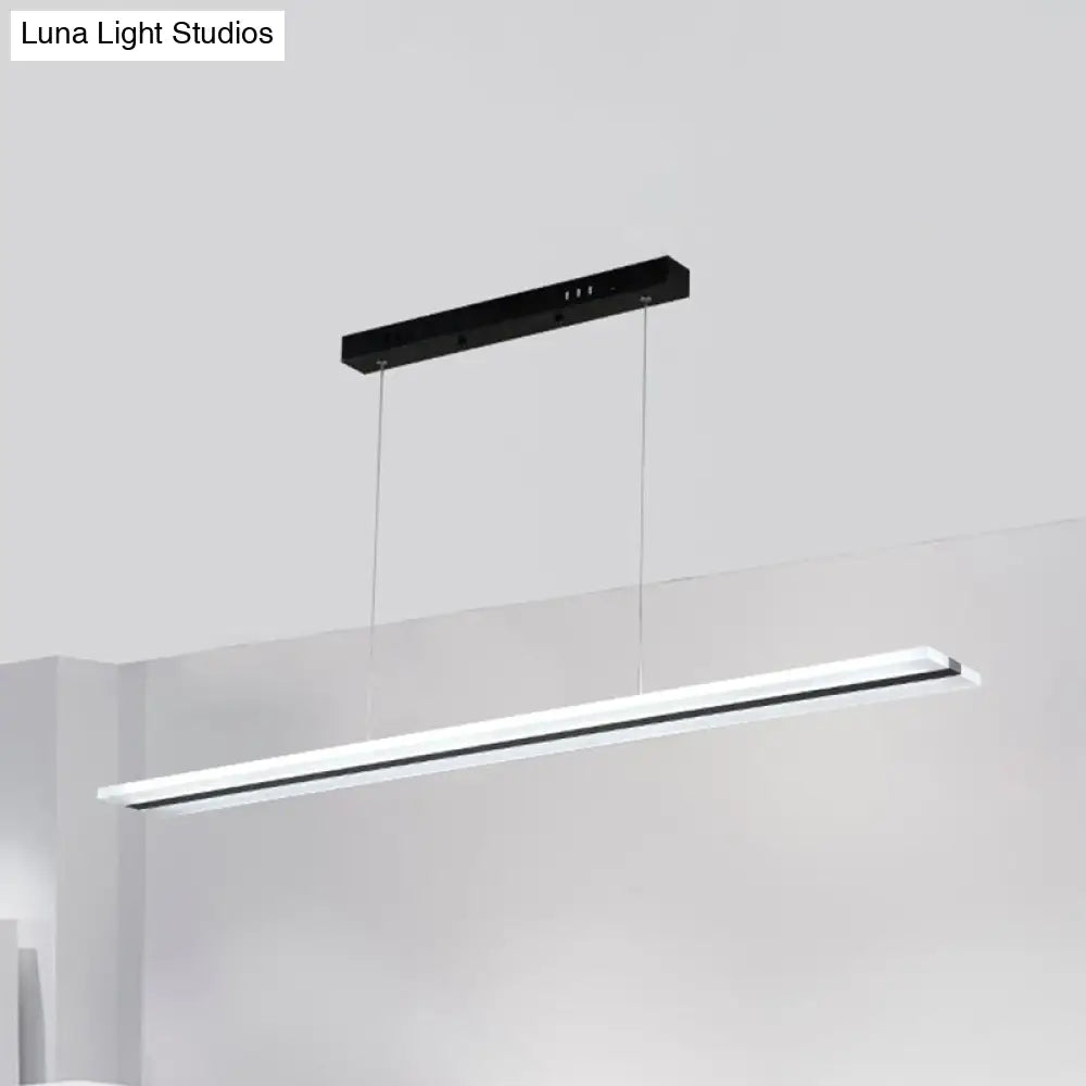 Minimalist Acrylic Led Ceiling Pendant Lamp In Warm/White/Natural Light - Black Suspension / Warm