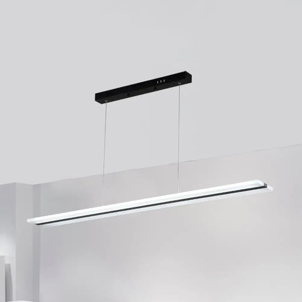 Minimalist Acrylic Linear Pendant Led Ceiling Lamp In Warm/White/Natural Light - Black / Warm