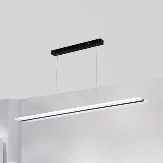 Minimalist Acrylic Linear Pendant Led Ceiling Lamp In Warm/White/Natural Light - Black / Warm