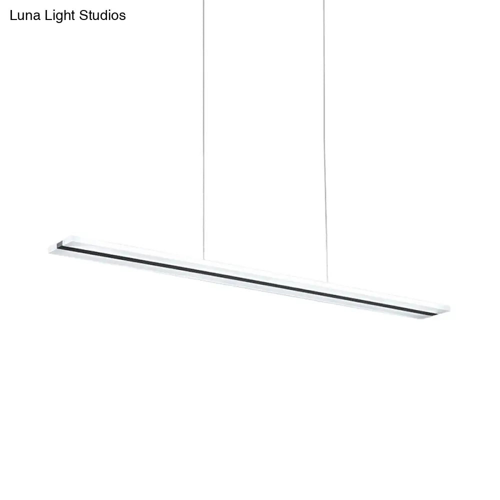 Minimalist Acrylic Linear Pendant Led Ceiling Lamp In Warm/White/Natural Light - Black