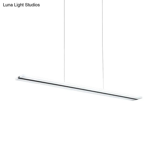 Minimalist Acrylic Linear Pendant Led Ceiling Lamp In Warm/White/Natural Light - Black