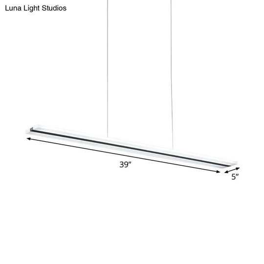 Minimalist Acrylic Linear Pendant Led Ceiling Lamp In Warm/White/Natural Light - Black