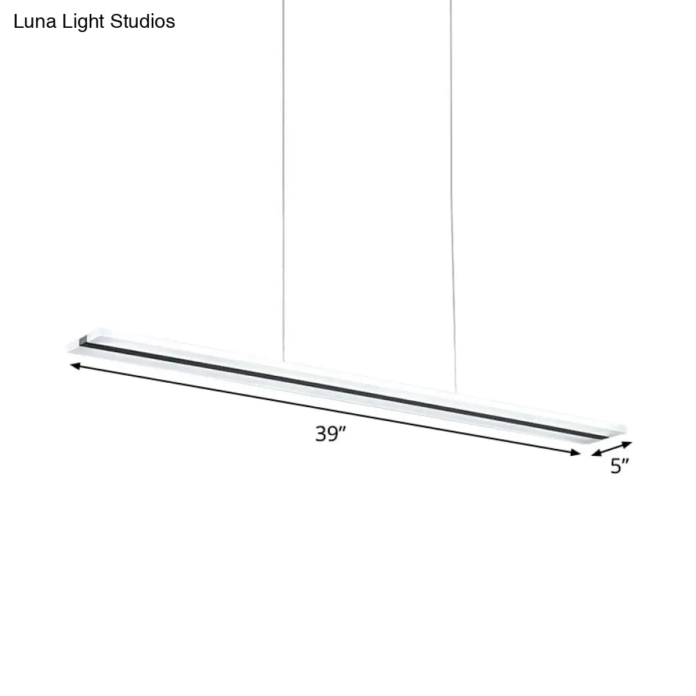 Minimalist Acrylic Linear Pendant Led Ceiling Lamp In Warm/White/Natural Light - Black / Warm