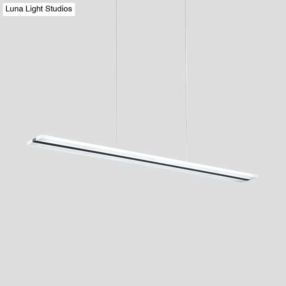 Minimalist Acrylic Linear Pendant Led Ceiling Lamp In Warm/White/Natural Light - Black