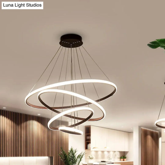 Minimalist Acrylic Living Room Led Pendant Chandelier - 3/4-Tier White/Coffee