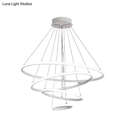 Minimalist Acrylic Living Room Led Pendant Chandelier - 3/4-Tier White/Coffee